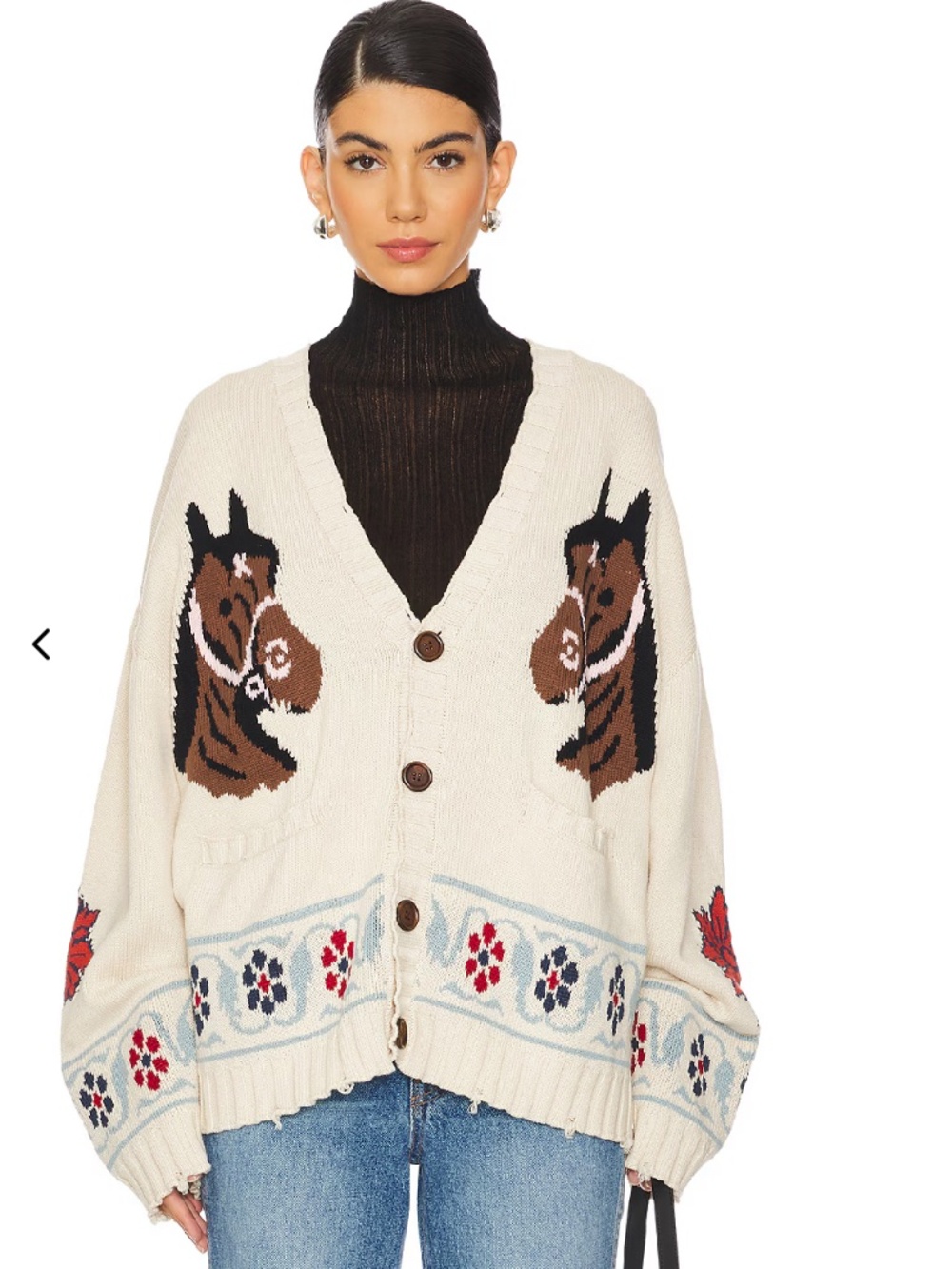 Free People Distressed Horse Cardigan Ivory XS Found x Revolve - Picture 3 of 13